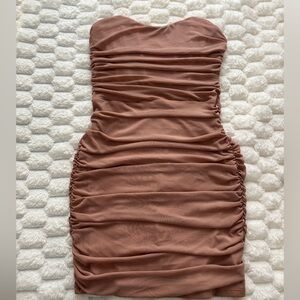 Elegant Ruched Brown Dress